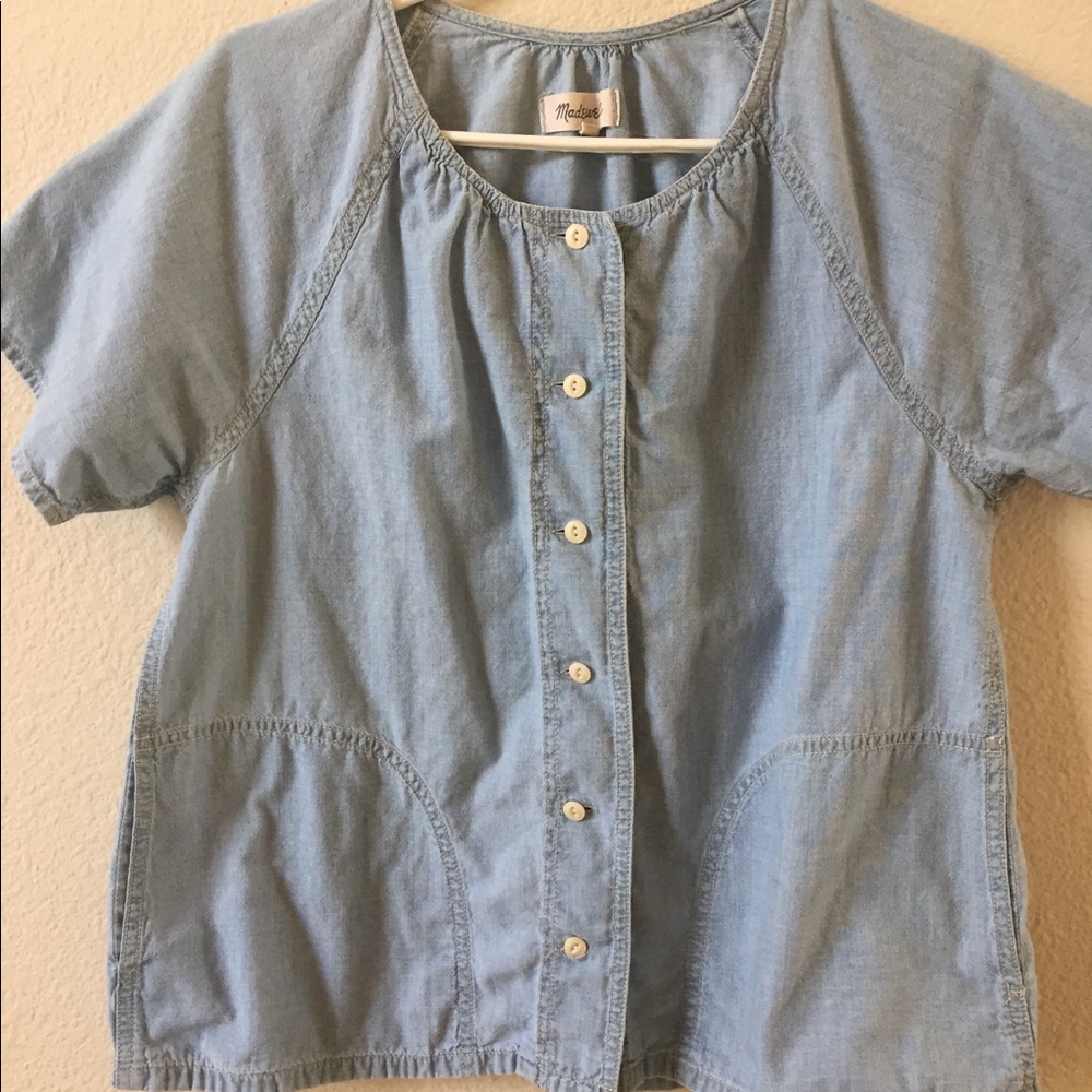 Madewell light washed demin blouse